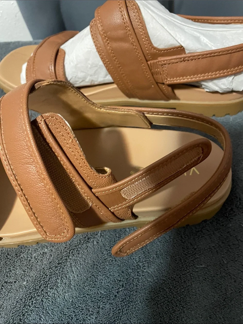Vionic Brown Leather Double-Strap Adjustable Sandals NWOT